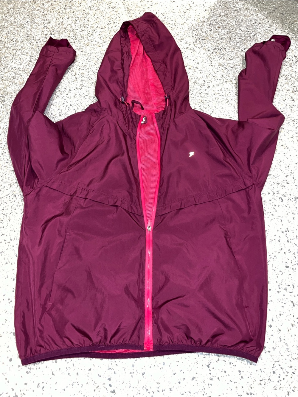 Lightweight Hooded Utility Jacket in Burgundy with Pink Trim